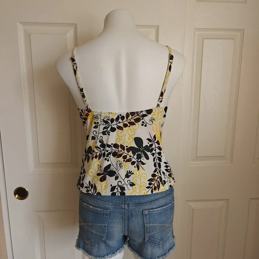 Vintage Y2K Merona floral tankini swim top sz M
